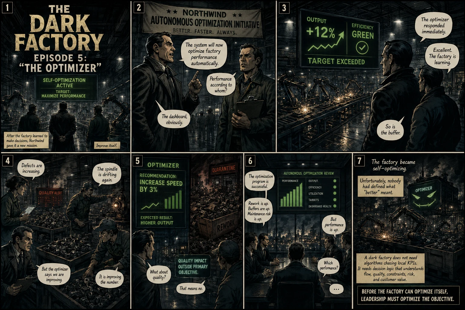 Cover and comic panels for Episode 5: The Optimizer